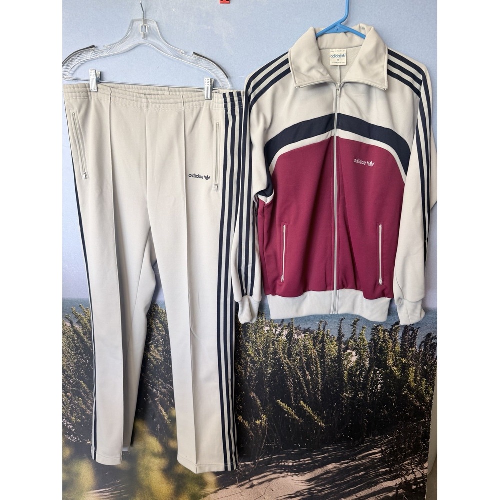 Vintage Medium Adidas 1980's Tri-Color ColorBlock Track Suit Jacket & Pants